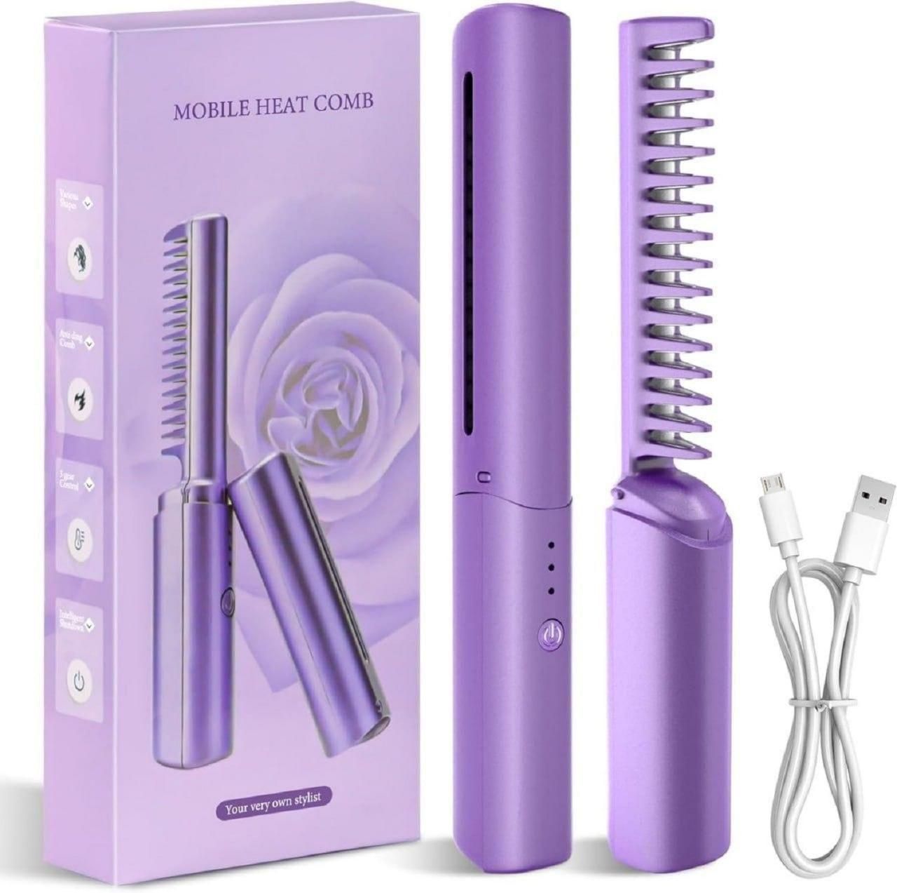hair straightener press||Portable Mini Hair Straightener Cordless Rechargeable Mini Adjustable Hair Straightener Hot Comb