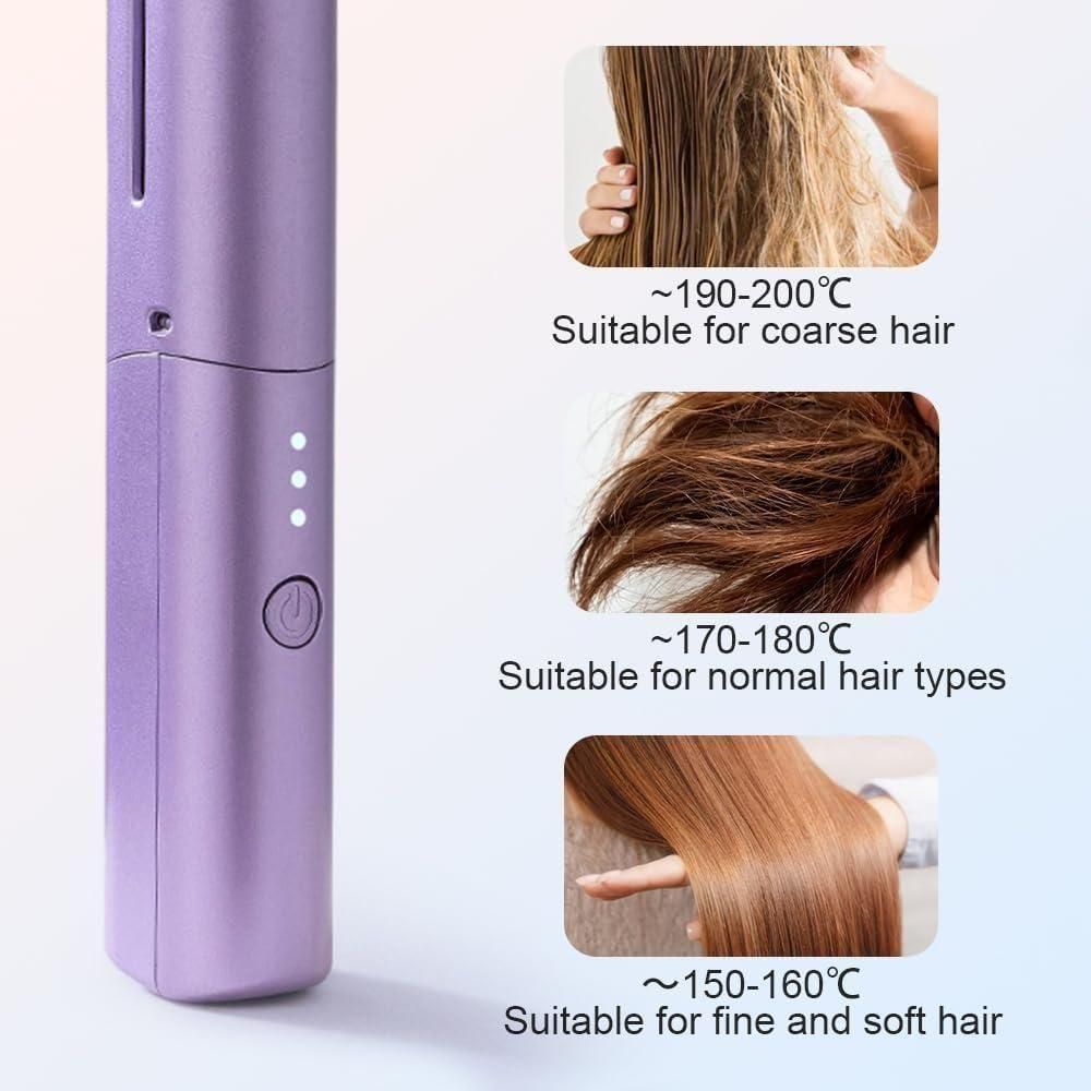 hair straightener press||Portable Mini Hair Straightener Cordless Rechargeable Mini Adjustable Hair Straightener Hot Comb