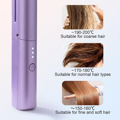 hair straightener press||Portable Mini Hair Straightener Cordless Rechargeable Mini Adjustable Hair Straightener Hot Comb